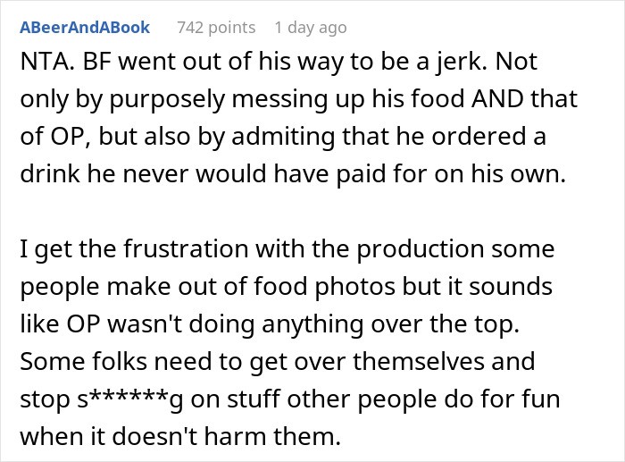 Man Goes Out Of His Way To Ruin Girlfriend&rsquo;s Food Pictures, So She Makes Him Pay