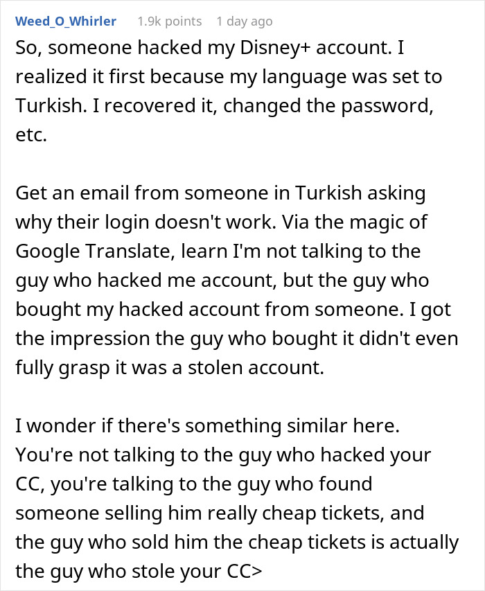 Man Gets His Credit Card Number Stolen, Ends Up Confused When He Upsets The Thief By Canceling The Flight That Was Booked Using It