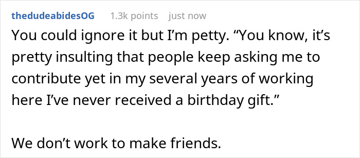 &ldquo;I&rsquo;ll Just Simply Say No&rdquo;: Guy Is Furious For Being Asked To Contribute To Birthday Gifts At Work Despite Never Getting A Gift Himself