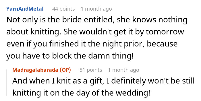 Random Hotel Guest Knits Shawl In The Lobby, A Bride Enters And Demands It As A Wedding Present