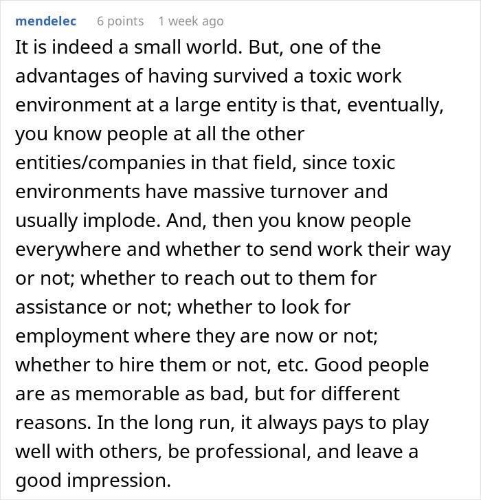 Person Gets Petty Revenge On Former Coworkers Who Made Their Life Miserable By Telling The Truth When They Apply At Their New Workplace