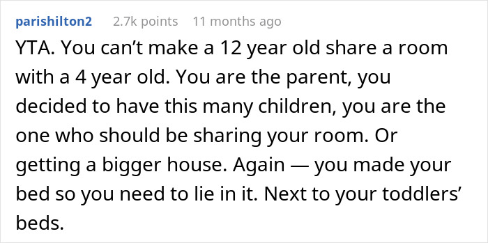 "She Threw A Fit": Dad Tells 12-Year-Old She'll Have To Give Up Her Room And Move In With A 4-Year-Old, Looks For Validation Online But Gets Called Out Instead