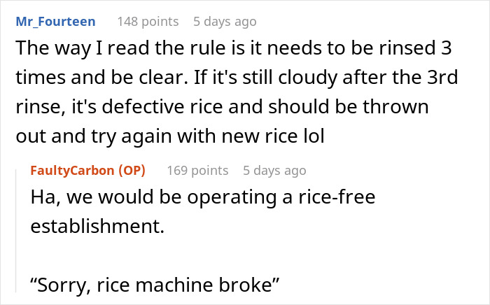 Cook Maliciously Complies With Manager&rsquo;s Demand To &ldquo;Keep Rinsing The Rice Until The Water Runs Clear&rdquo;