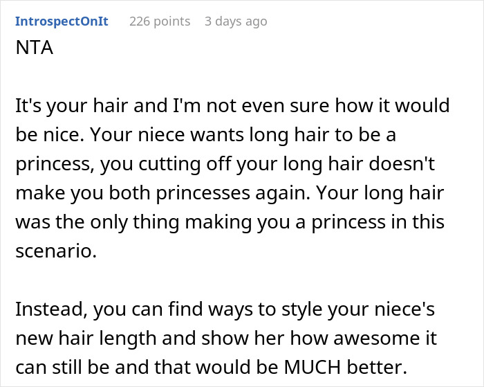 Woman Refuses To Cut Her Hair Short Just Because Her Niece Is Jealous Of It Woman Refuses To Cut Her Hair Short Just Because Her Niece Is Jealous Of It