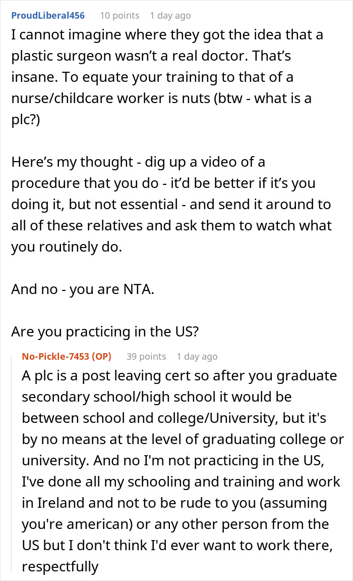 Plastic Surgeon Has Enough Of Aunt Bashing Her Profession And Idolizing Her Nurse Daughter, Viciously Mocks Both Of Them