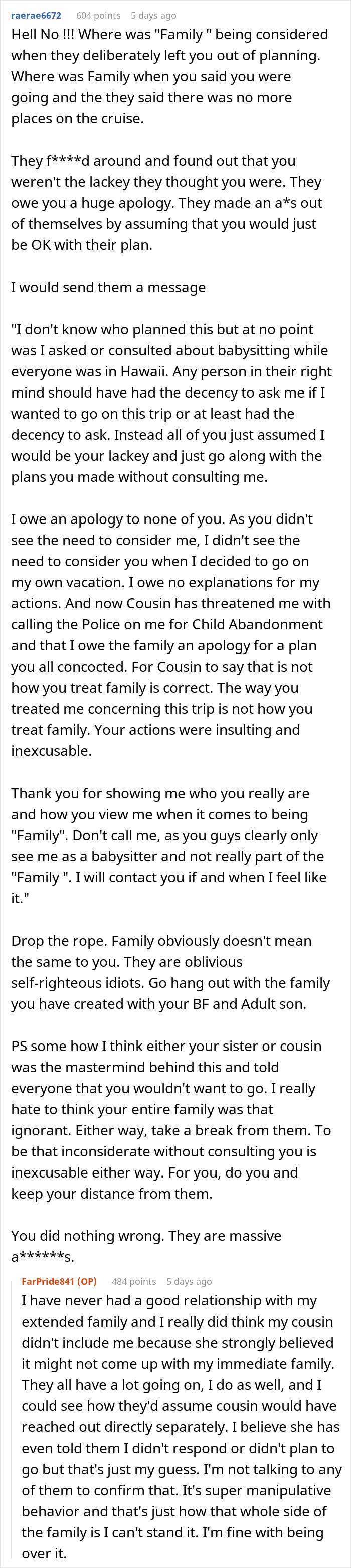 Family Plans A Cruise Without Telling One Cousin, Hoping She Will Watch All Of Their Kids, Are Furious When It's Time To Go And She's Not Home