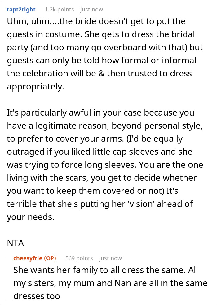 Family Drama Ensues As This Woman Decides Not To Attend Her Sister’s Wedding, Not Willing To Comply With The Strict Dress Code She Dislikes Family Drama Ensues As This Woman Decides Not To Attend Her Sister’s Wedding, Not Willing To Comply With The Strict Dress Code She Dislikes