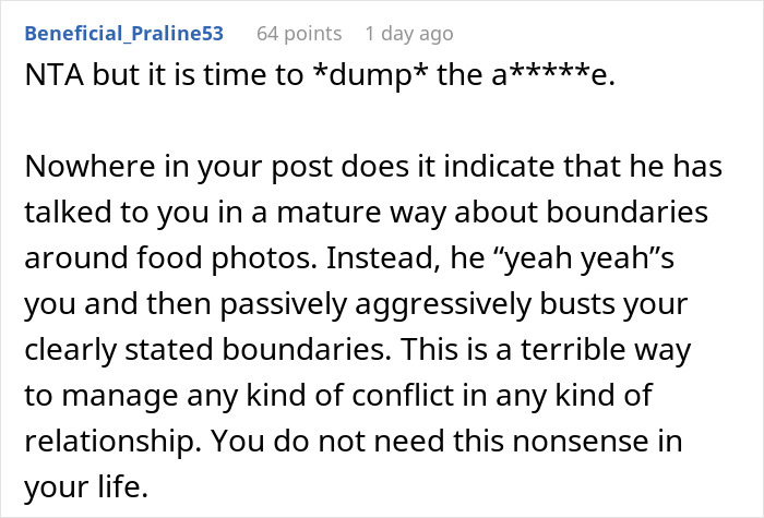 Man Goes Out Of His Way To Ruin Girlfriend&rsquo;s Food Pictures, So She Makes Him Pay