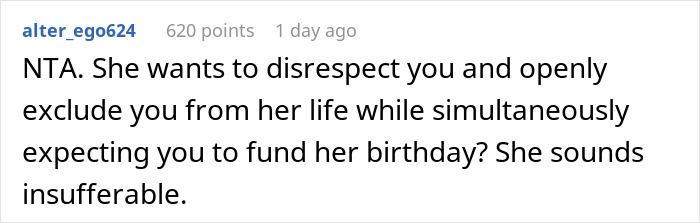 Teen Gets Mad Over Stepdad's Decision Not To Pay For Her Expensive Birthday Party Since He's Not Even Invited