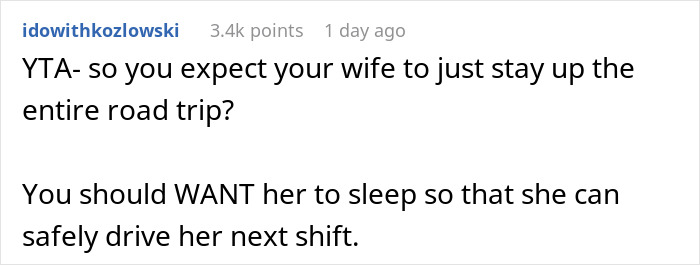 Inconsiderate Husband Wakes Up Wife After Her Tiring Drive To Amuse Him During His Driving Shift, Asks If He Was Wrong To Do So
