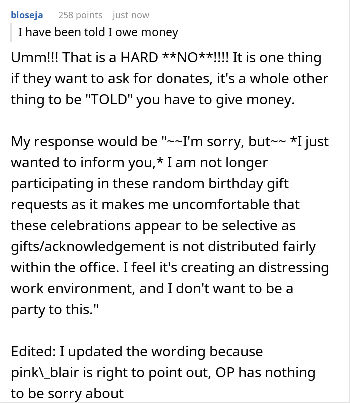 &ldquo;I&rsquo;ll Just Simply Say No&rdquo;: Guy Is Furious For Being Asked To Contribute To Birthday Gifts At Work Despite Never Getting A Gift Himself