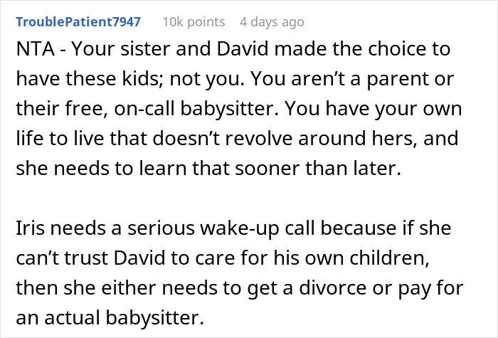 Woman Tells Sister Her Husband Needs To Step Up With His Parenting Since She Won't Be Watching Their Kids Anymore, She Finds It Outrageous