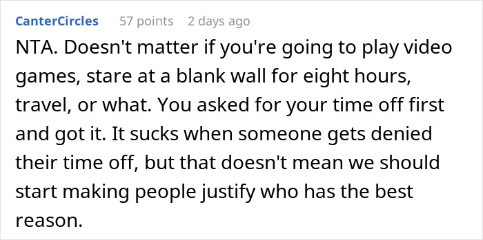 "I Honestly Don't Really Care": Person Refuses To Give Up Their Day Off To Play A Video Game "I Honestly Don't Really Care": Person Refuses To Give Up Their Day Off To Play A Video Game