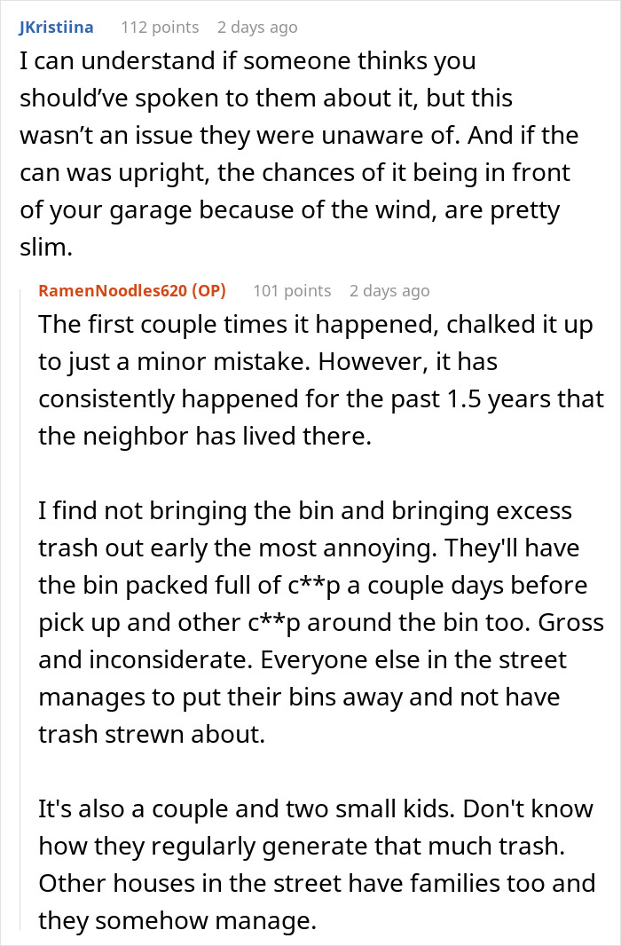 Woman Executes Masterclass In Petty Revenge After Neighbors Keep Placing Their Trash Can In Front Of Her Garage For 1.5 Years