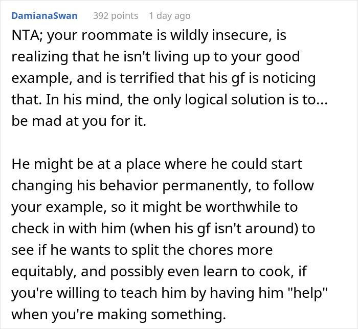 Man Wonders If He&rsquo;s A Jerk For Offering Roommate And His GF Home-Cooked Food