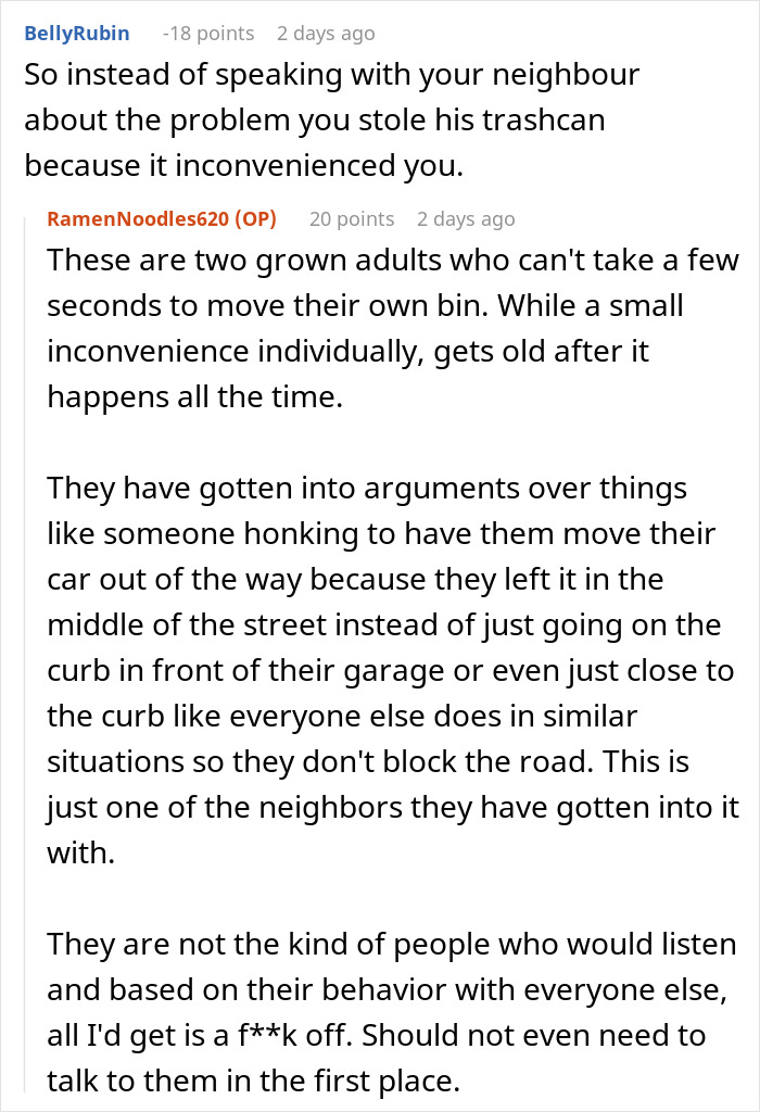 Woman Executes Masterclass In Petty Revenge After Neighbors Keep Placing Their Trash Can In Front Of Her Garage For 1.5 Years