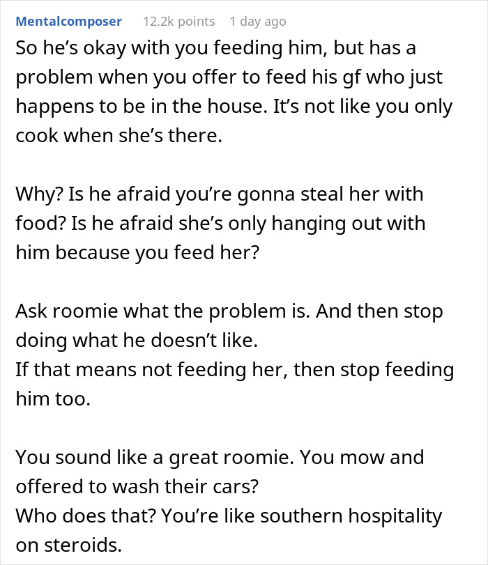 Man Wonders If He&rsquo;s A Jerk For Offering Roommate And His GF Home-Cooked Food
