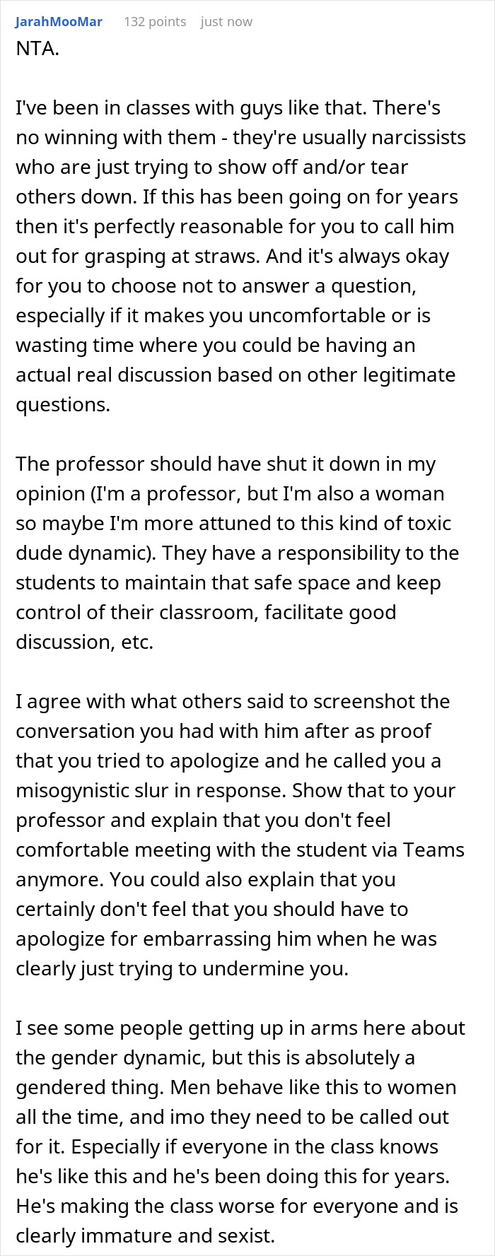 Woman Annoyed With Guy In Class Asking Irrelevant Questions About Her Presentations Shuts Him Down, Is Expected To Apologize