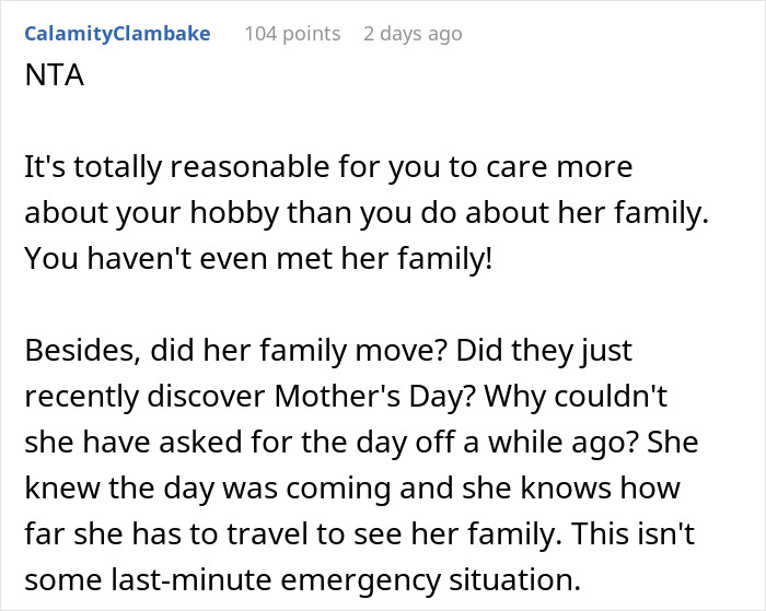 "I Honestly Don't Really Care": Person Refuses To Give Up Their Day Off To Play A Video Game "I Honestly Don't Really Care": Person Refuses To Give Up Their Day Off To Play A Video Game
