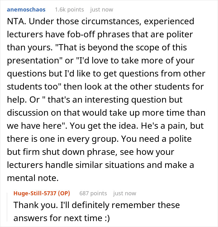 Woman Annoyed With Guy In Class Asking Irrelevant Questions About Her Presentations Shuts Him Down, Is Expected To Apologize