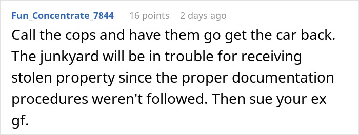 Guy Finds Out GF Secretly Sold The Car That Was In His Family For Generations, Dumps Her, Sues Her, And Gets His Car Back