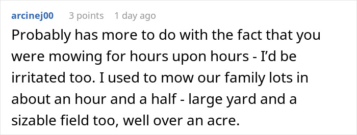 “Just Before 8 PM, One Of My Neighbors Started Screaming”: Woman Ordered To Stop Mowing Her Lawn Because It’s Sunday And People Want To Rest “Just Before 8 PM, One Of My Neighbors Started Screaming”: Woman Ordered To Stop Mowing Her Lawn Because It’s Sunday And People Want To Rest
