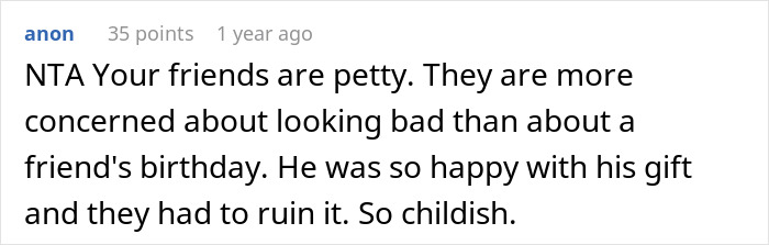 Thrifty Woman Uses Coupons To Buy A Great Birthday Gift, Which Makes The Birthday Person Ecstatic But Leaves Her Friends Angry With Her