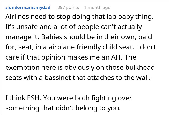 Exhausted Passenger Is Upset About Having To Give Up Their Middle Seat To A Mother Traveling With A Baby