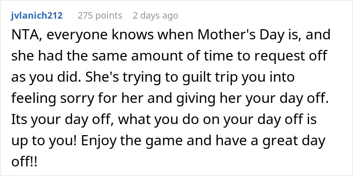 "I Honestly Don't Really Care": Person Refuses To Give Up Their Day Off To Play A Video Game "I Honestly Don't Really Care": Person Refuses To Give Up Their Day Off To Play A Video Game