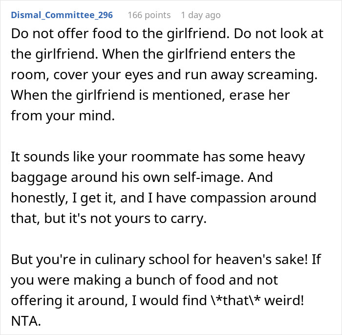 Man Wonders If He&rsquo;s A Jerk For Offering Roommate And His GF Home-Cooked Food