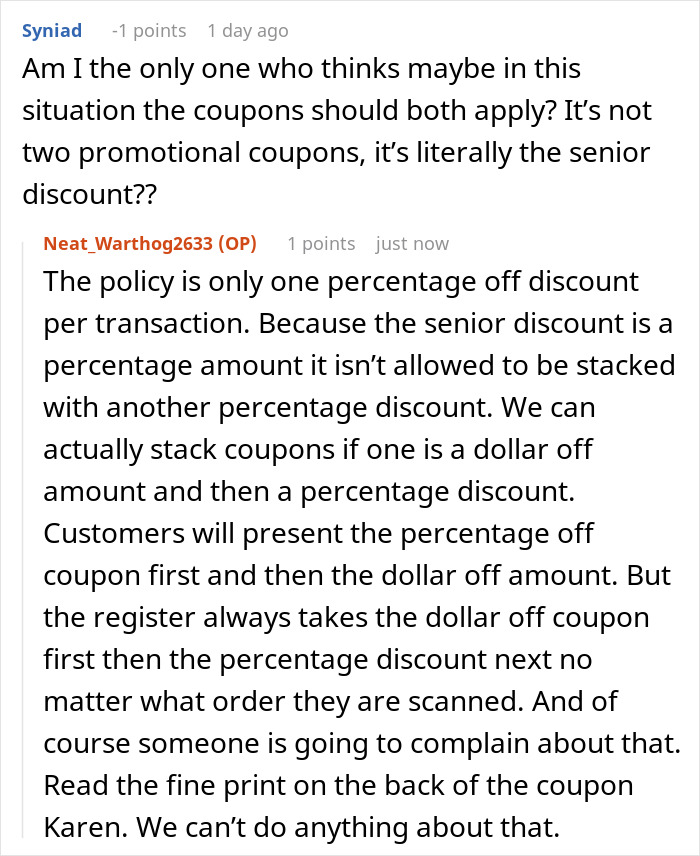 “Where’s My 40% Coupon?”: People Are Cracking Up At This Story About A Karen Who Demanded To Have Her 10% Senior Discount Instead Of 40% Coupon “Where’s My 40% Coupon?”: People Are Cracking Up At This Story About A Karen Who Demanded To Have Her 10% Senior Discount Instead Of 40% Coupon