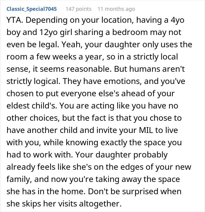 "She Threw A Fit": Dad Tells 12-Year-Old She'll Have To Give Up Her Room And Move In With A 4-Year-Old, Looks For Validation Online But Gets Called Out Instead