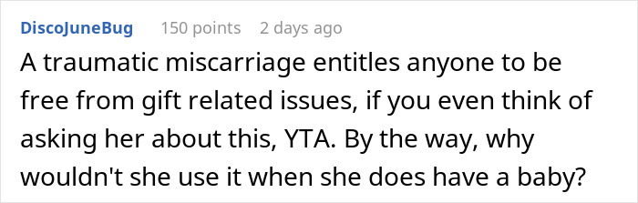 &ldquo;I Know This Sounds Awful&rdquo;: Woman Considers Asking For Her Gift Back After Her Friend Loses The Baby
