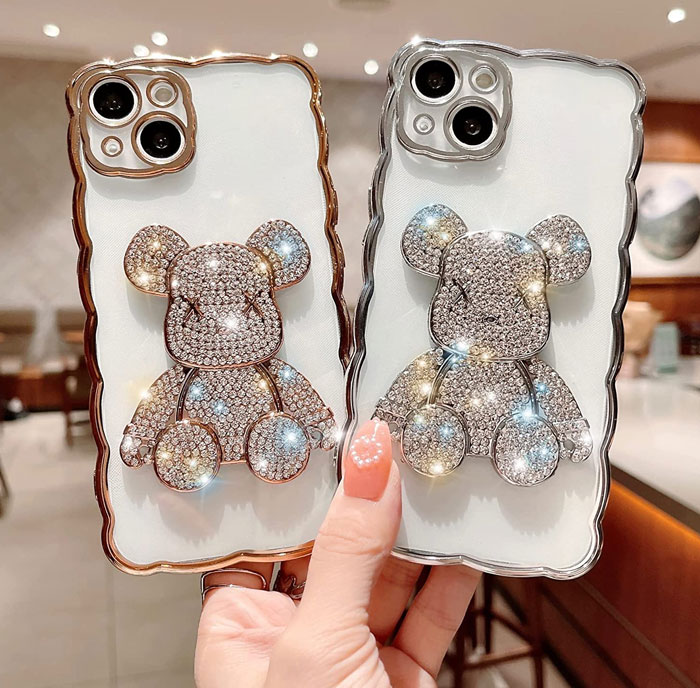 Shiny Diamond Cute 3D Bear Phone Case
