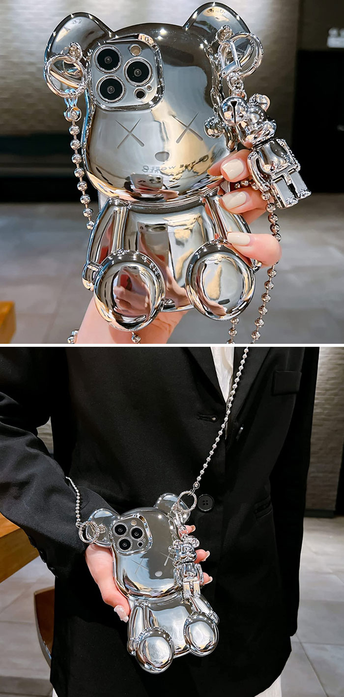 3D Cartoon Silver Bear Case