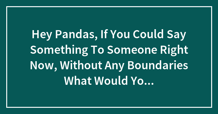 Hey Pandas, If You Could Say Something To Someone Right Now, Without Any Boundaries What Would You Say? (Closed)