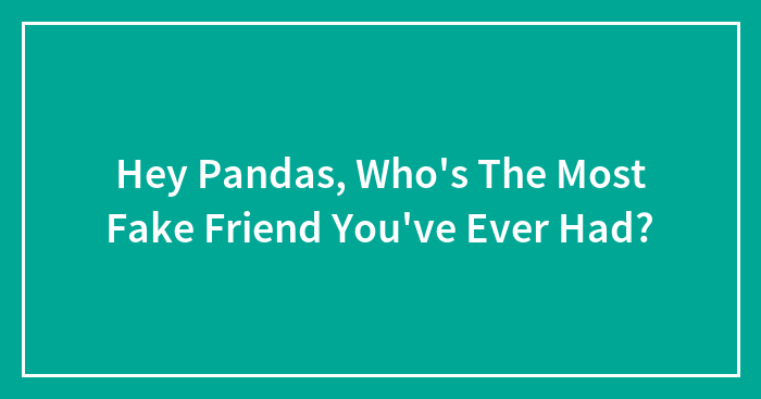 Hey Pandas, Who’s The Most Fake Friend You’ve Ever Had?