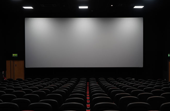 a white screen in the cinema