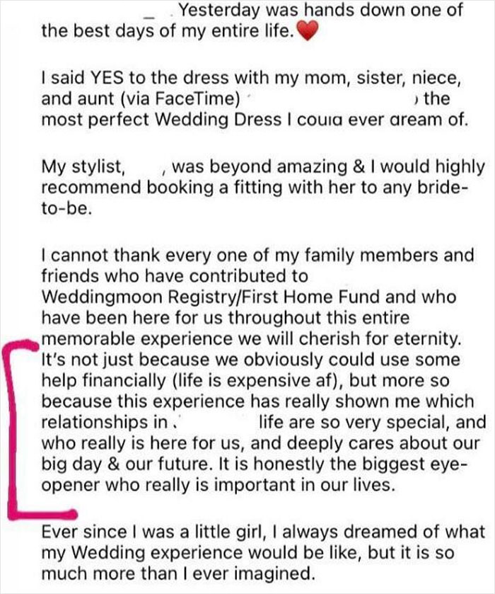 Couple Decides To Elope, Still Post Daily On Social Media Soliciting Monetary Gifts For Wedding, Honeymoon And House Fund, Then Shade People Who Haven't Donated Yet