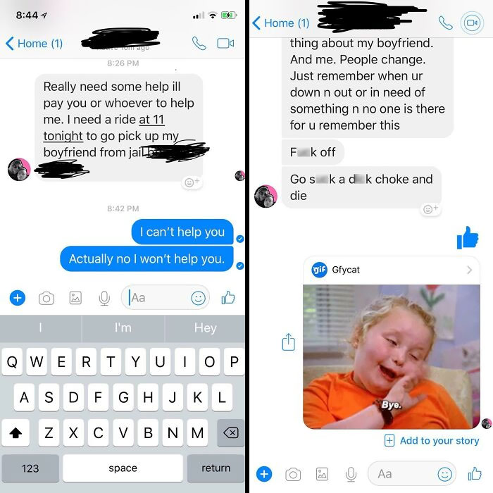 My Ex Asking Me To Take Her To Pick Up Her Boyfriend From Jail And Her Response When I Said No