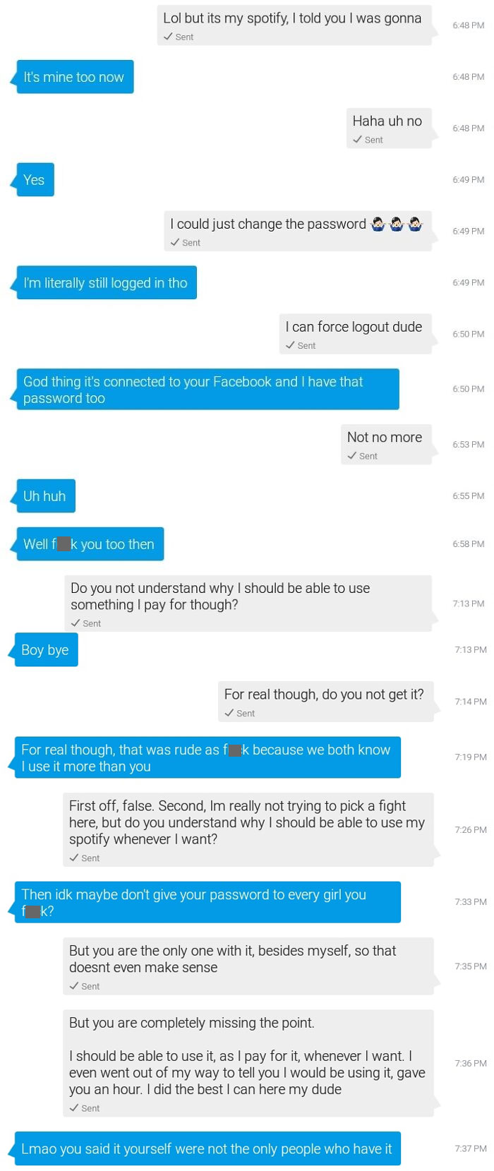 Coworker’s Ex Just Can’t Understand Why She Should Have To Pay For Her Own Spotify