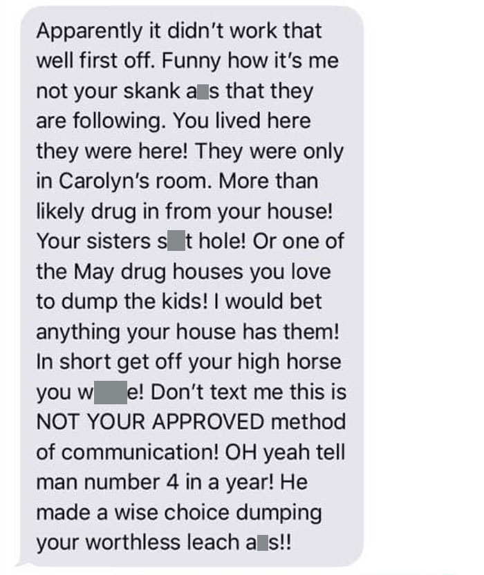 My Friend Posts Texts From Her Ex-Husband On Facebook. He’s No Peach But She Eggs It On. And Publishes It