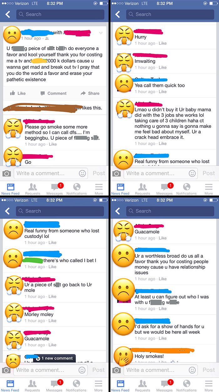 Two Ex-Lovers' Fight Includes A Broken TV, Drug Use, Herpes Confession, And A Good Deal Of Spelling Mistakes