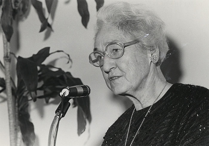 Black and white Virginia Apgar portrait
