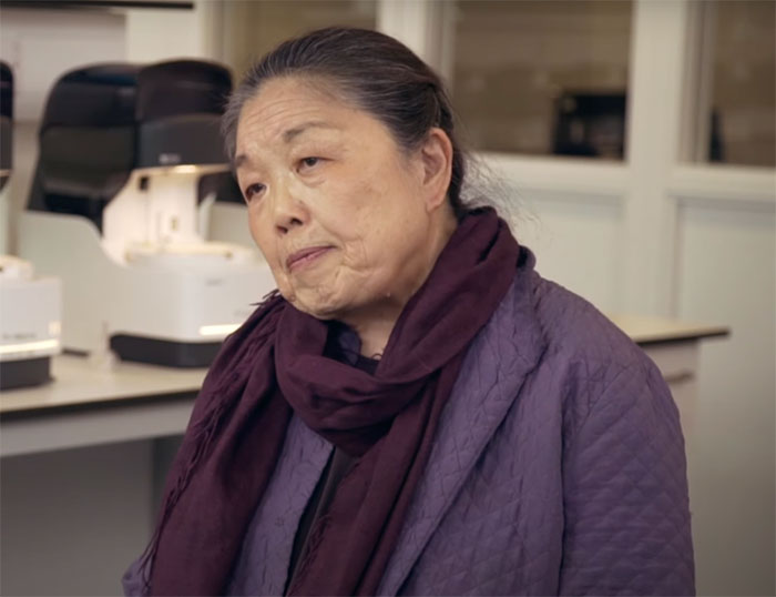 Helen Lee giving an interview about diagnostic kits for developing countries