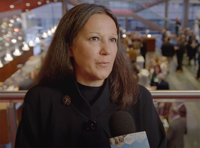 Catia Bastioli giving an interview at Agri Meets Chemicals 2016