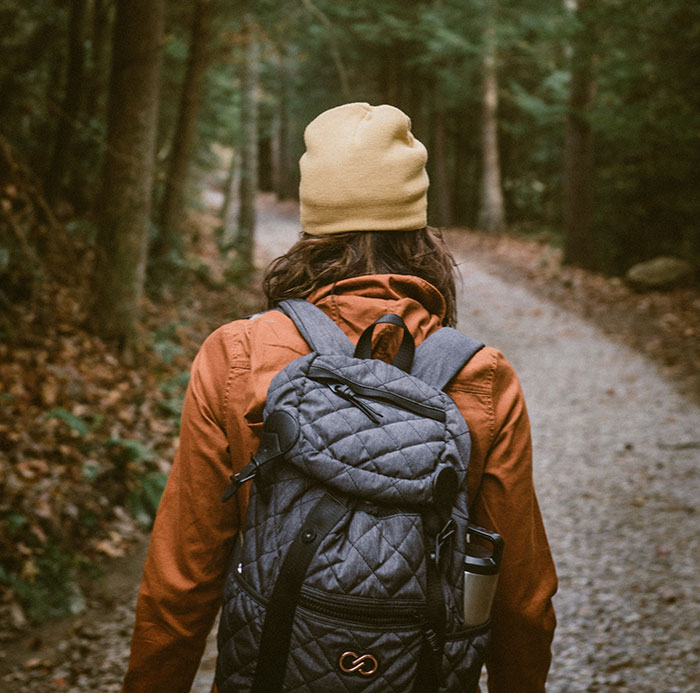 Woman going for a hike