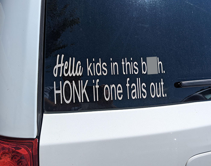 Bumper Sticker On A Minivan At Costco