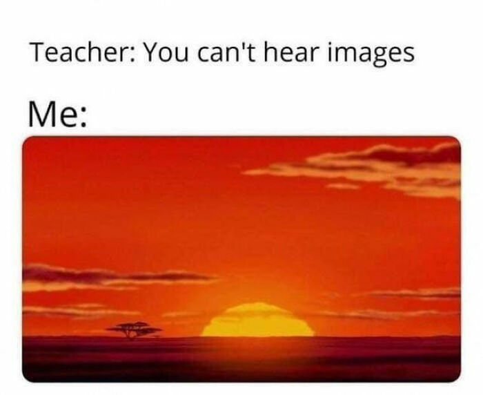 Disney meme with a sunset scene, referencing iconic movie opening.