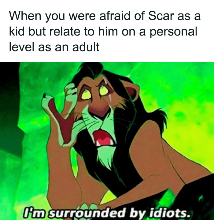 Disney meme featuring Scar from The Lion King looking exasperated with the text "I'm surrounded by idiots."